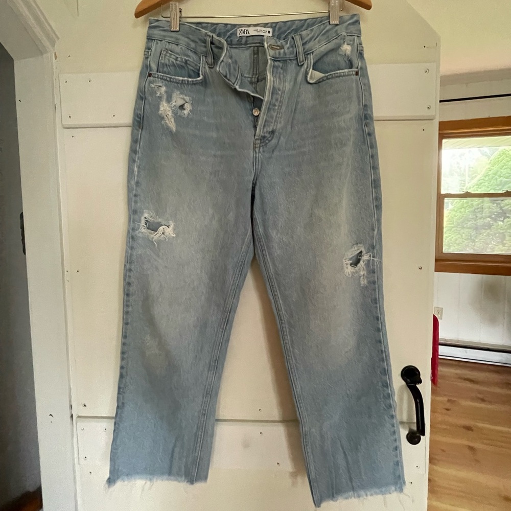 Zara straight legs cropped jeans, Sz 8